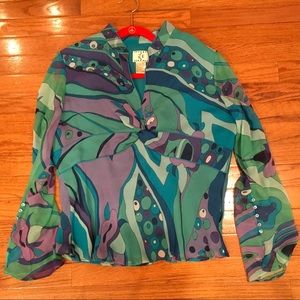 ❤️SALE❤️ICE Sheer Abstract Pattern Top Size XL